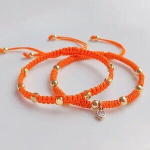 Bracelets Handmade Braid Unisex Bracelets Orange Brand New  2 Piece